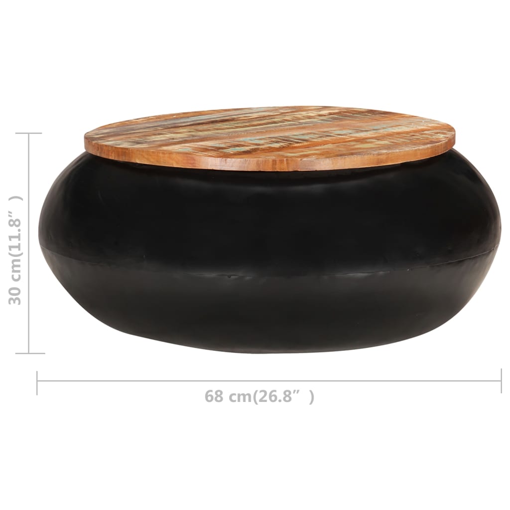 vidaXL Konferenční stolek černý 68x68x30 cm masivní recyklované dřevo