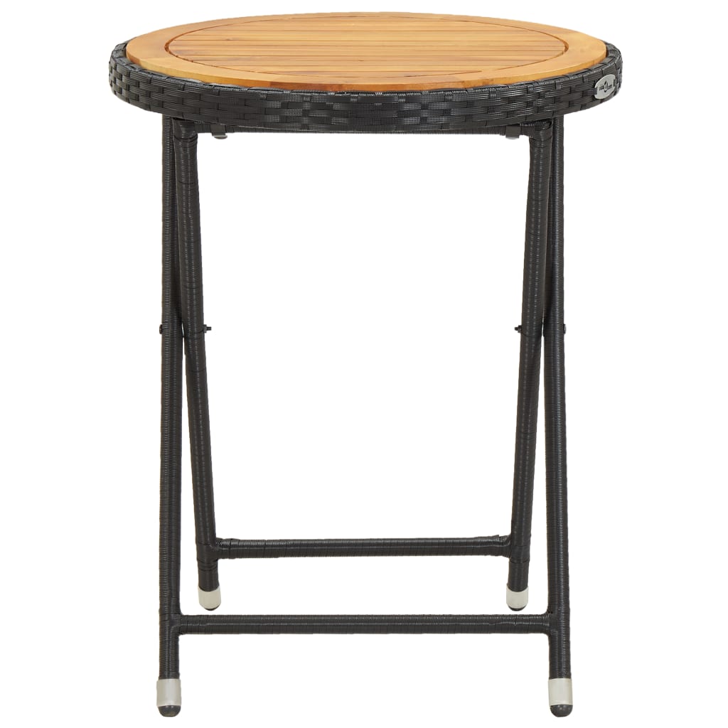 vidaXL Čajový stolek černý 60 cm polyratan a masivní akácie