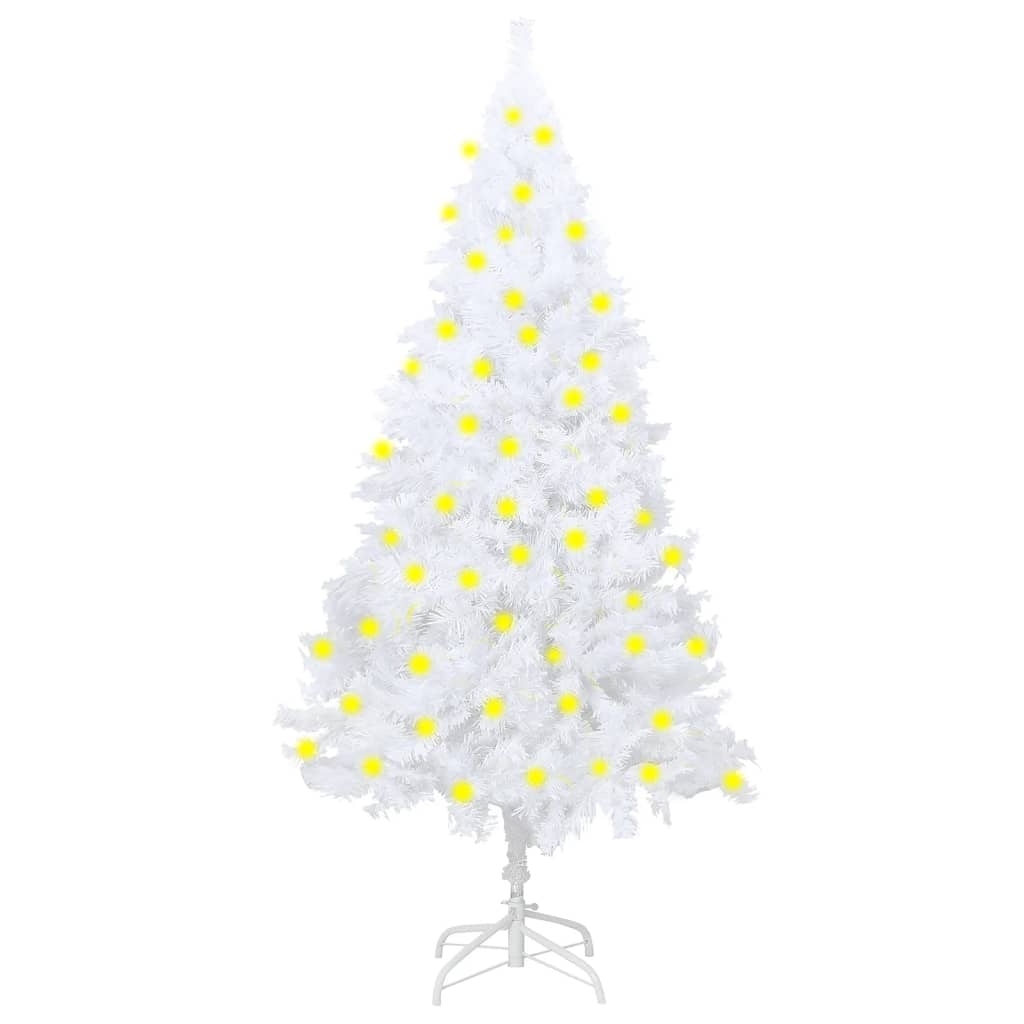 vidaXL Umělý vánoční stromek s LED a hustými větvemi bílý 150 cm