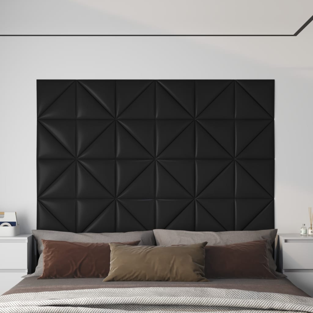 vidaXL Nástěnné panely 12 ks černé 30 x 30 cm umělá kůže 0,54 m²