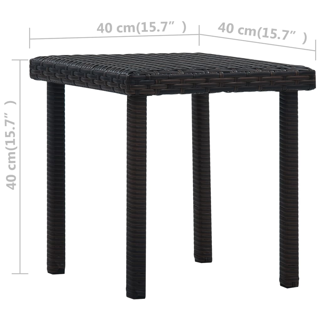 vidaXL Zahradní čajový stolek hnědý 40 x 40 x 40 cm polyratan