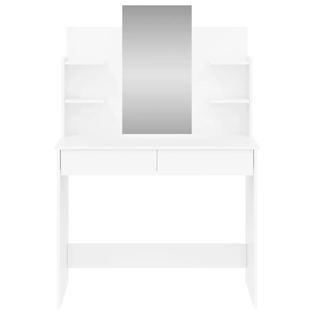 vidaXL Toaletní stolek se zrcadlem bílý vysoký lesk 96 x 39 x 142 cm