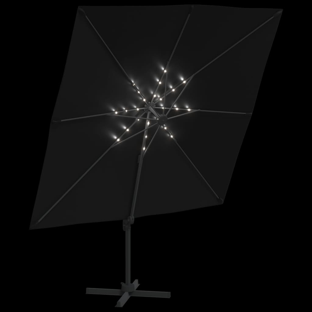 vidaXL Konzolový slunečník s LED černý 400 x 300 cm