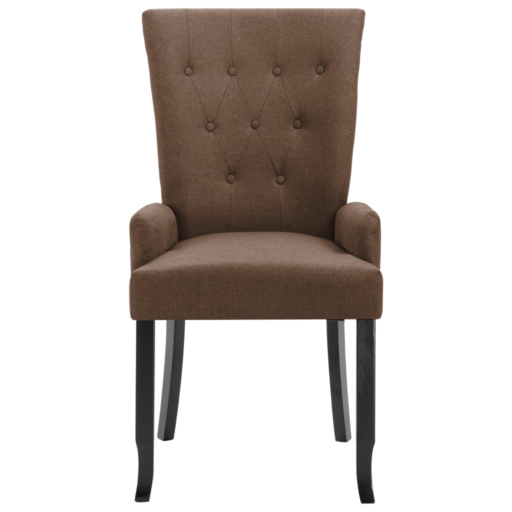 vidaXL Jídelní židle s područkami hnědá textil