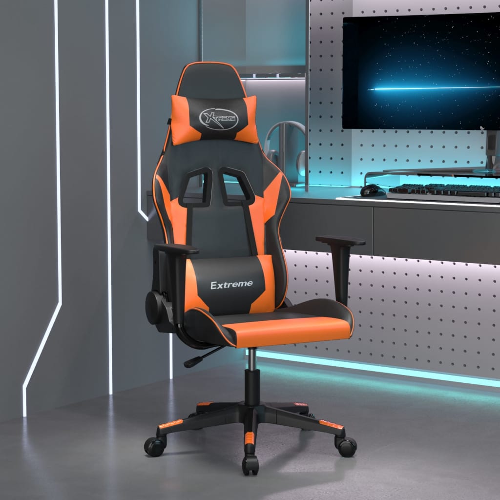 vidaXL Herní židle černá a oranžová umělá kůže