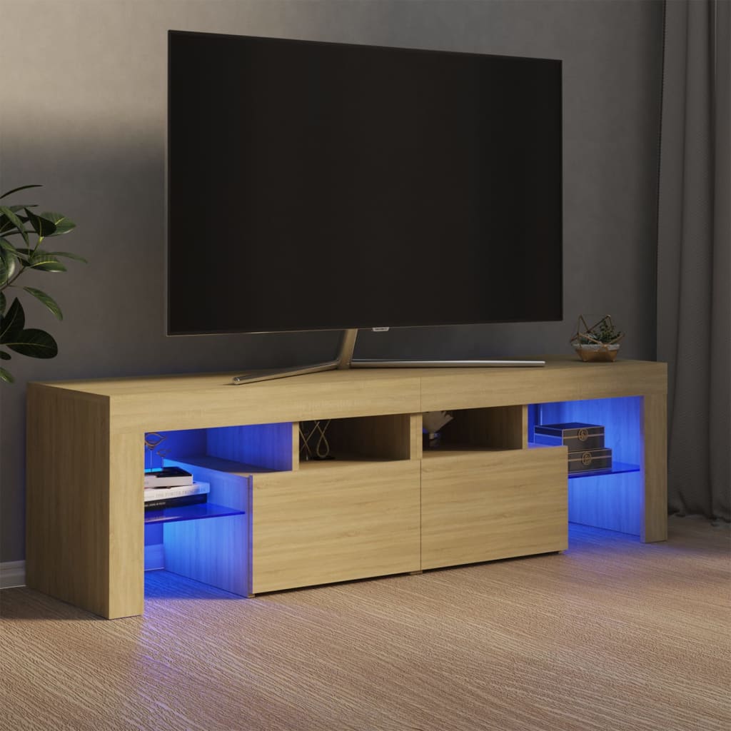 vidaXL TV skříňka s LED osvětlením dub sonoma 140 x 36,5 x 40 cm
