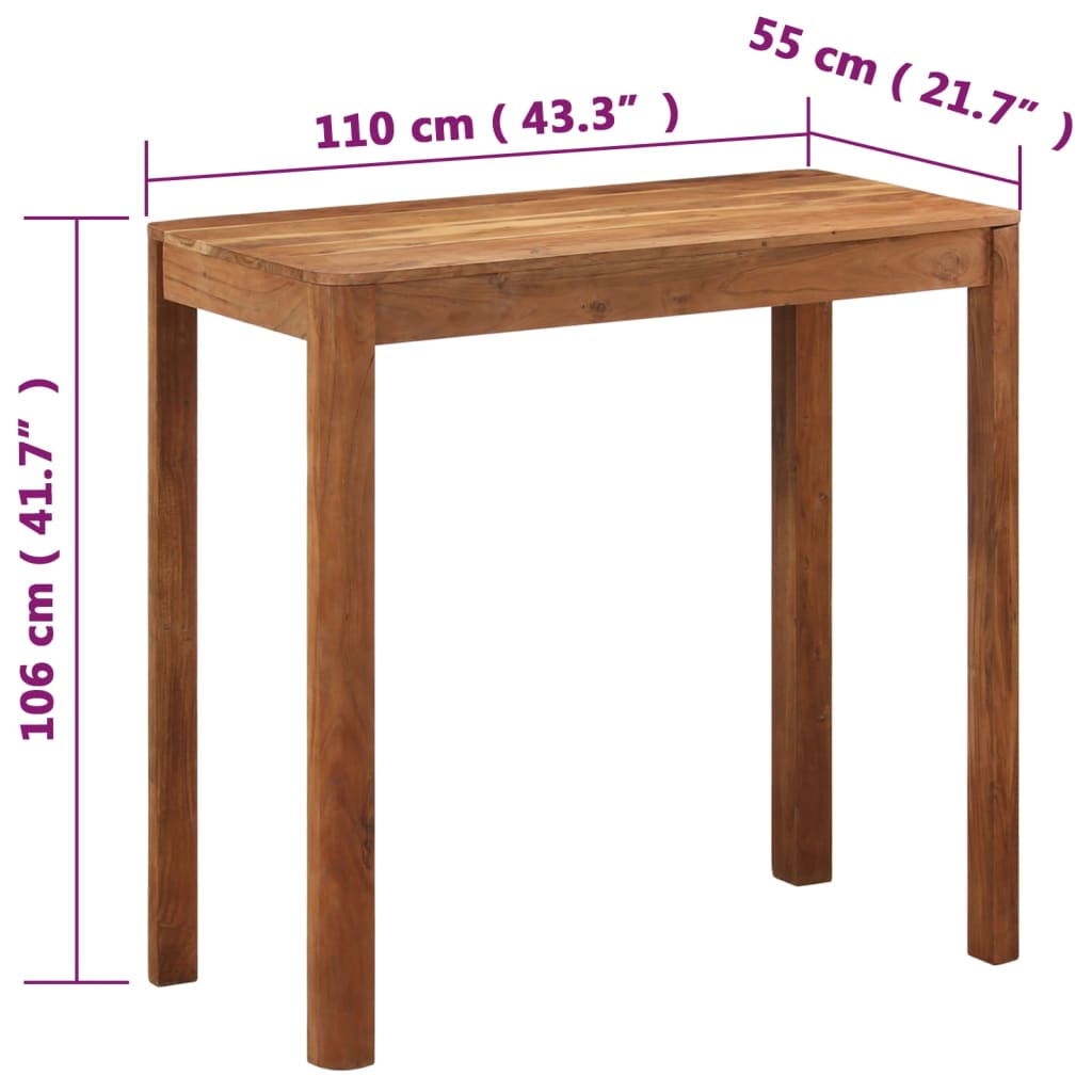 vidaXL Barový stůl masivní akácie s medovým povrch 110 x 55 x 106 cm