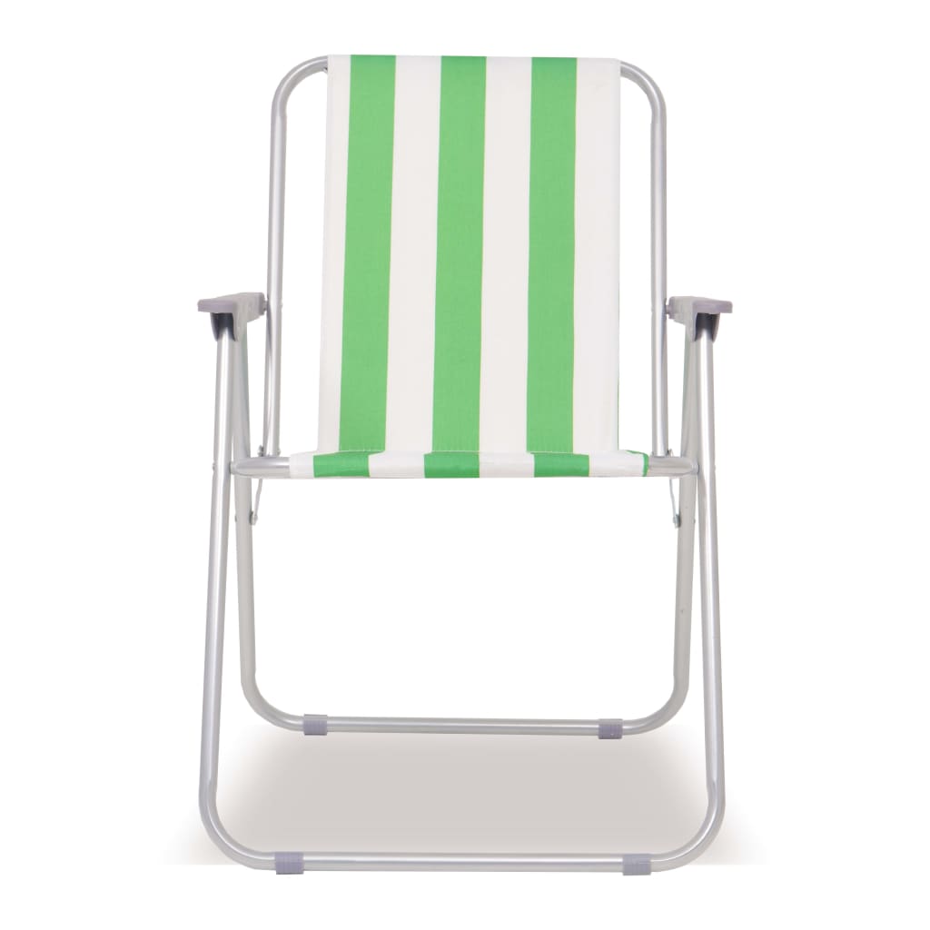 vidaXL Skládací kempingové židle 2 ks zeleno-bílé ocel 52 x 62 x 75 cm