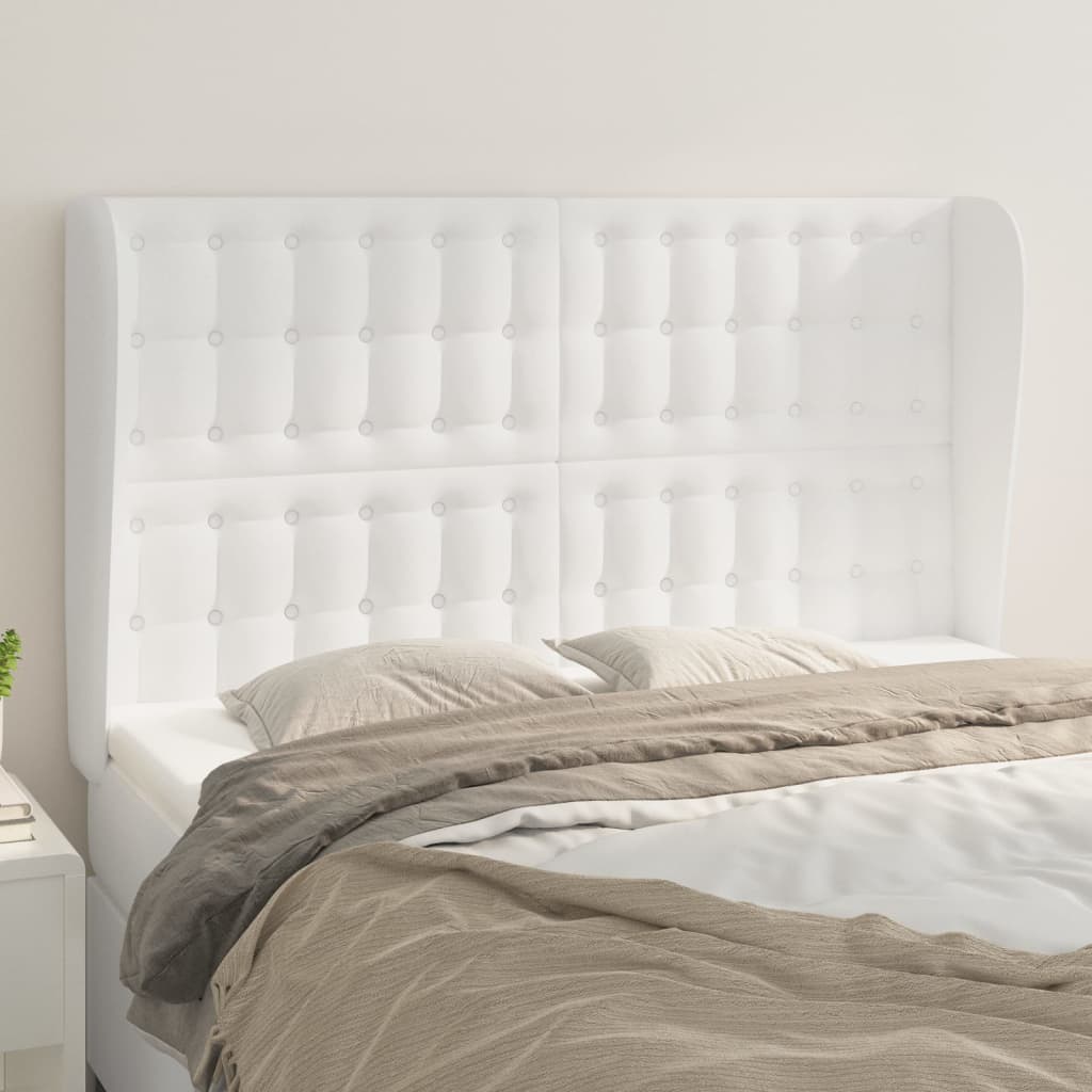 vidaXL Čelo postele typu ušák bílé 147 x 23 x 118/128 cm umělá kůže