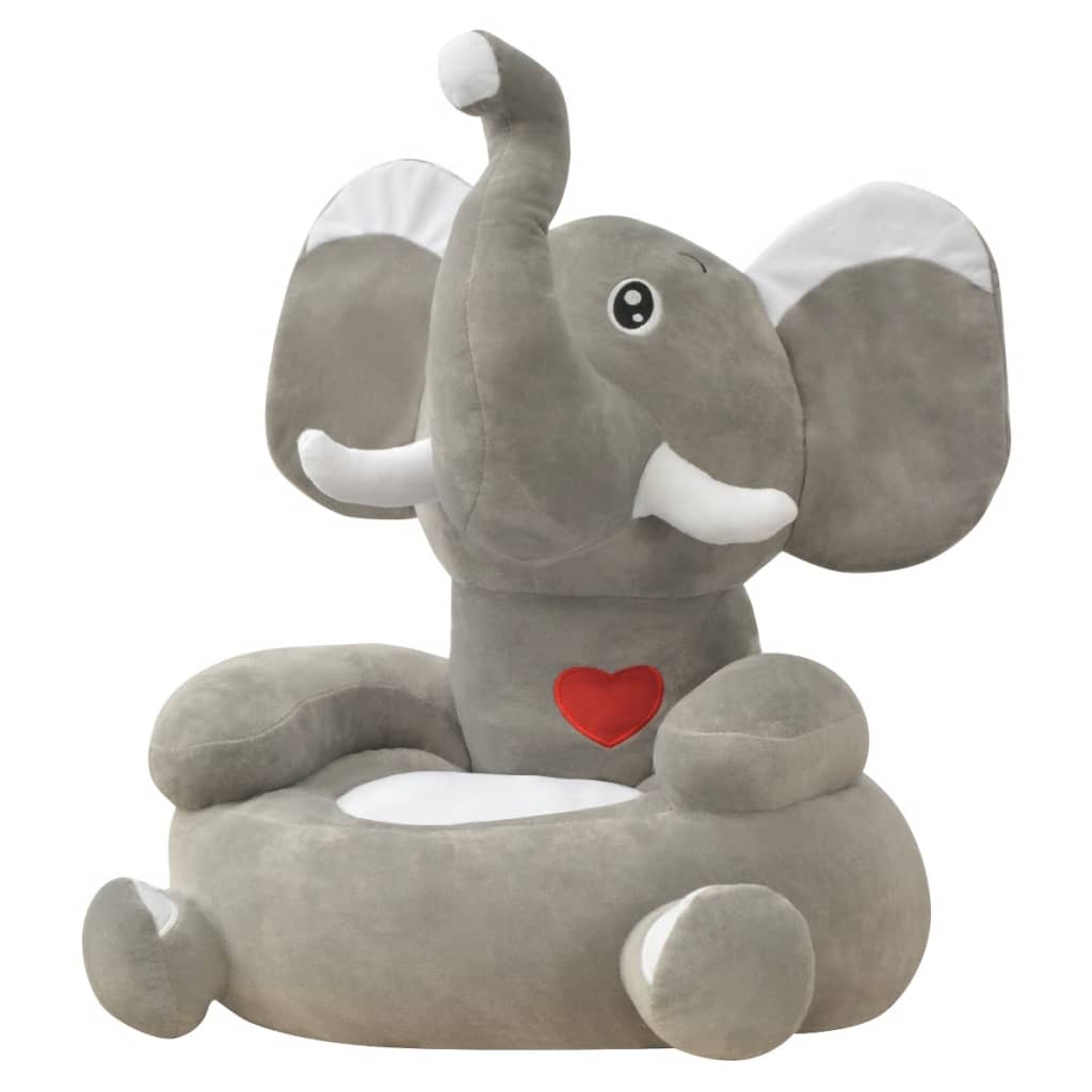 vidaXL Plyšové dětské křeslo slon šedý