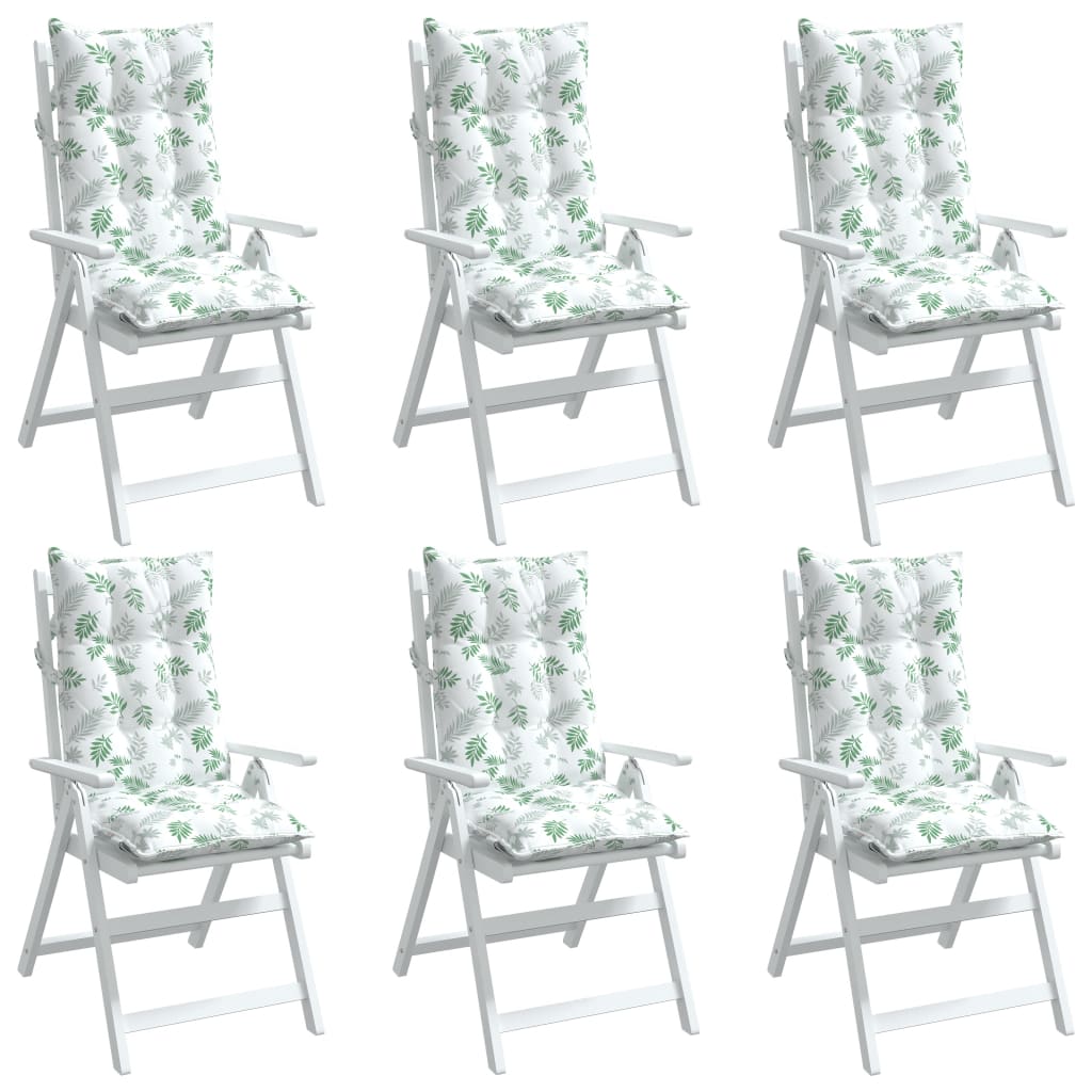 vidaXL Podušky na židli s vysokým opěradlem 6 ks vzor listů oxford