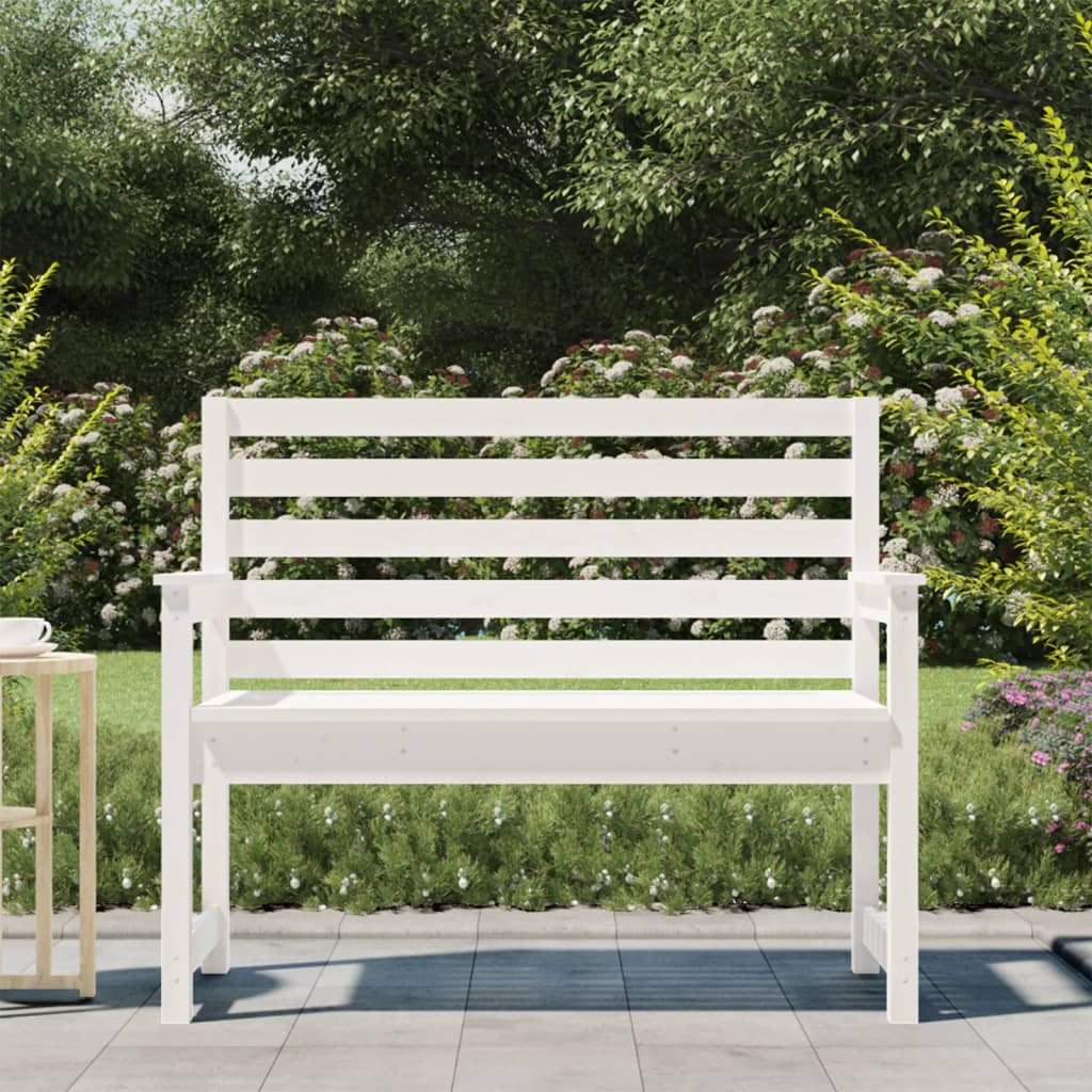 vidaXL Zahradní lavice bílá 109 x 48 x 91,5 cm masivní borové dřevo