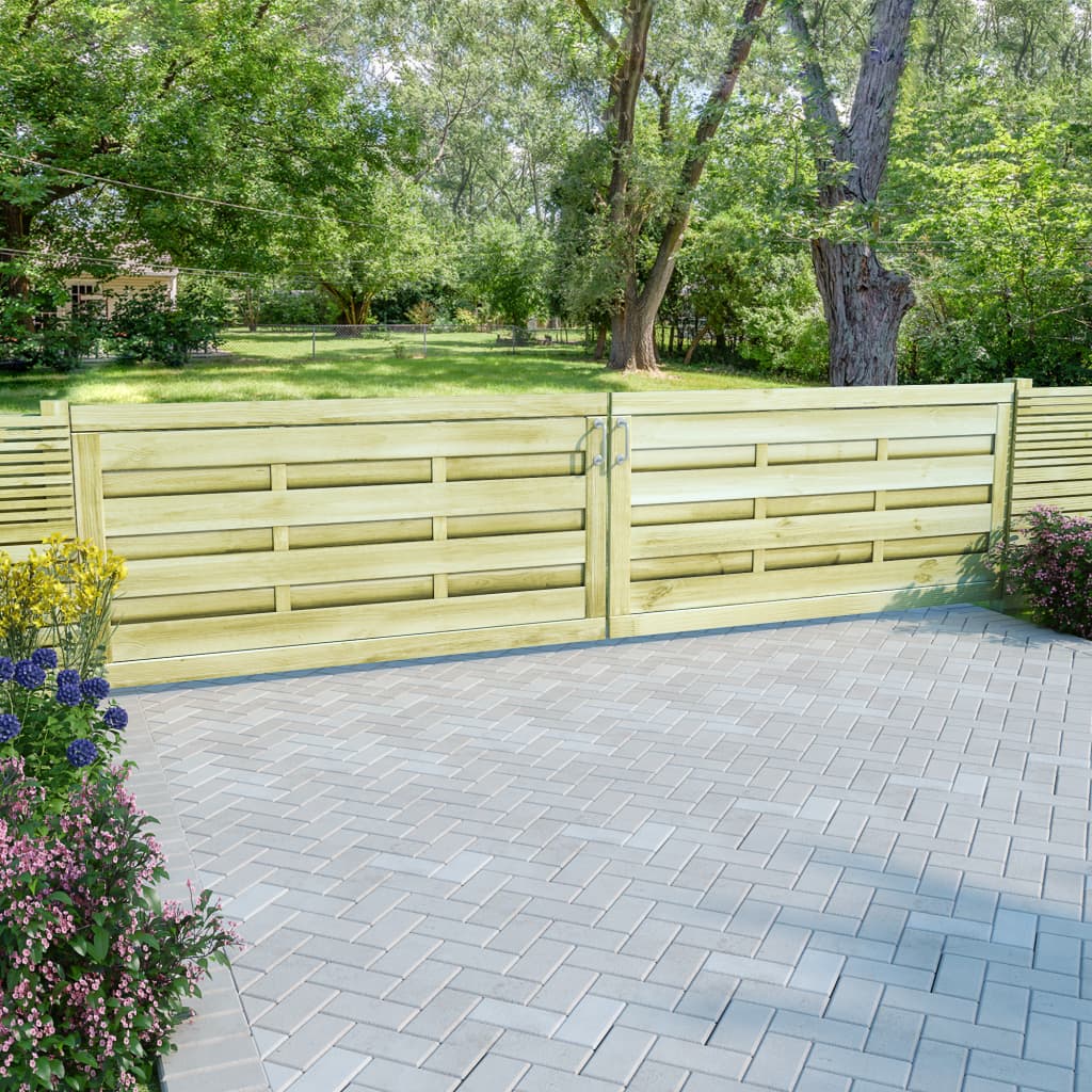 vidaXL Zahradní brána 2křídlá impregnovaná borovice 150 x 75 cm zelená