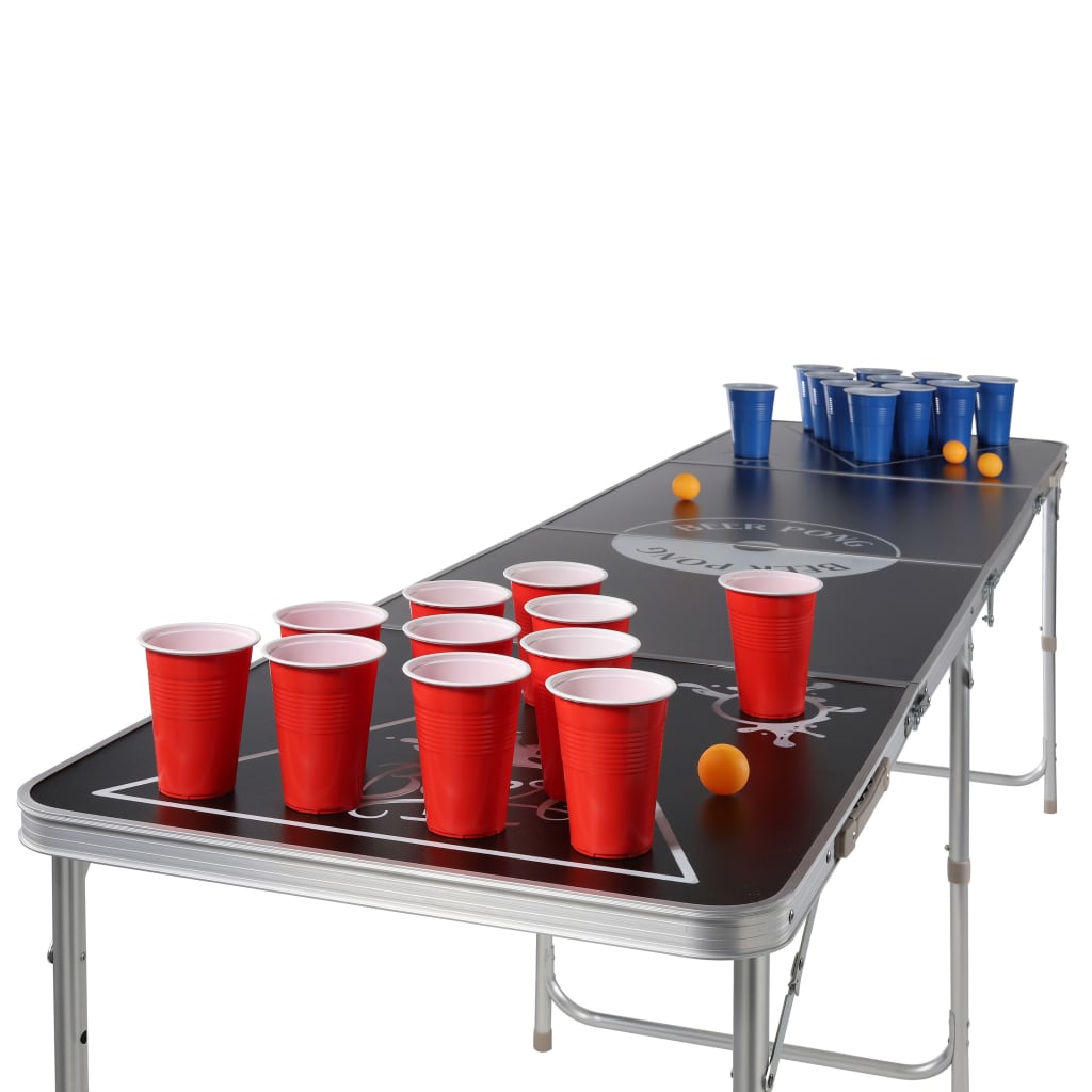 HI Skládací stůl na beer pong výškově nastavitelný černý