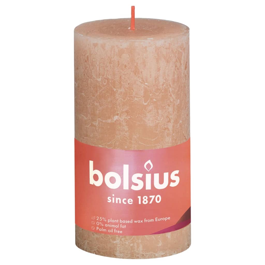 Bolsius Rustikální válcové svíčky Shine 4 ks 130 x 68 mm mlhově růžové
