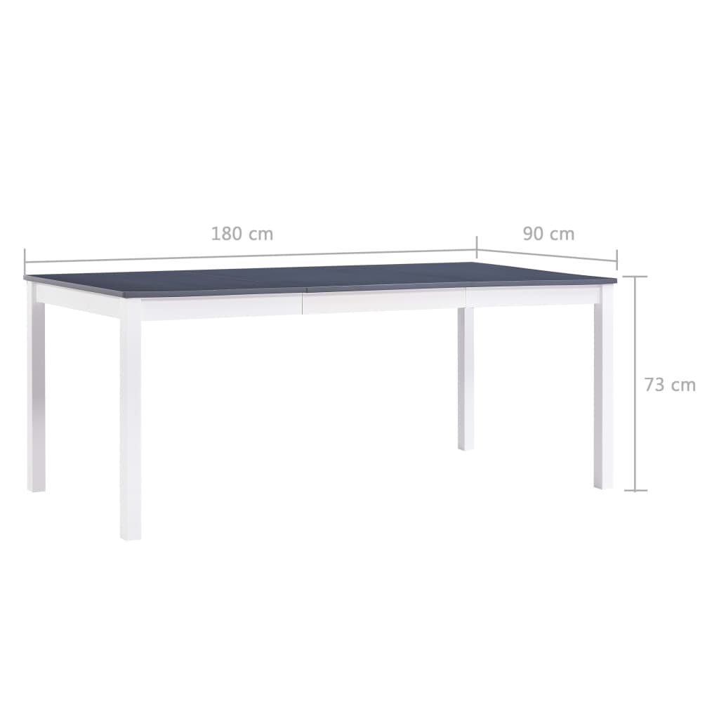 vidaXL Jídelní stůl bílo-šedý 180 x 90 x 73 cm borové dřevo