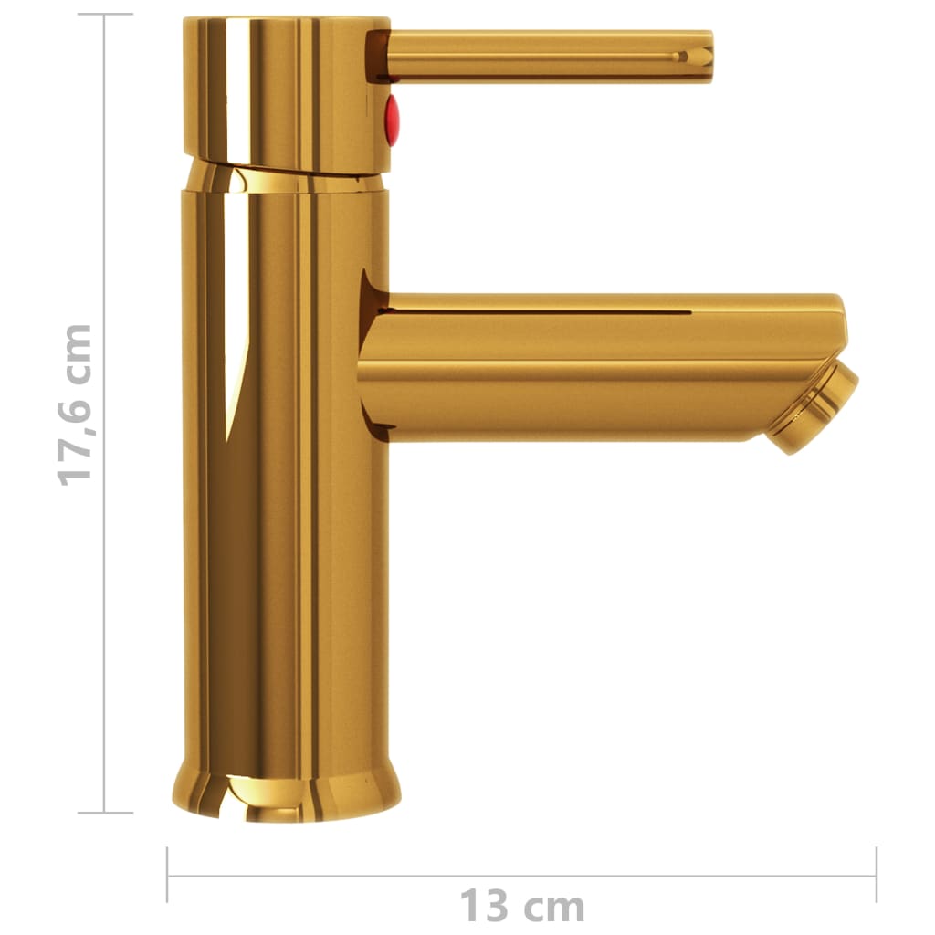 vidaXL Koupelnová umyvadlová vodovodní baterie zlatá 130 x 176 mm