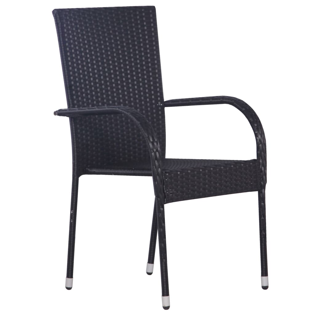 vidaXL Stohovatelné zahradní židle 6 ks polyratan černé