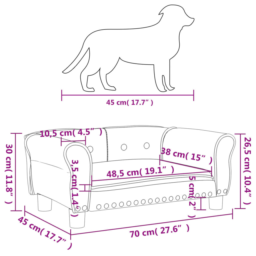 vidaXL Pelíšek pro psy růžový 70 x 45 x 30 cm samet