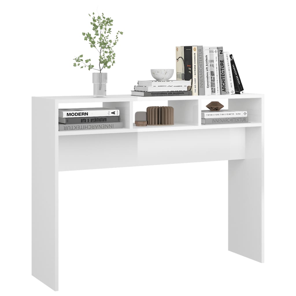 vidaXL Konzolový stolek bílý vysoký lesk 105 x 30 x 80 cm dřevotříska