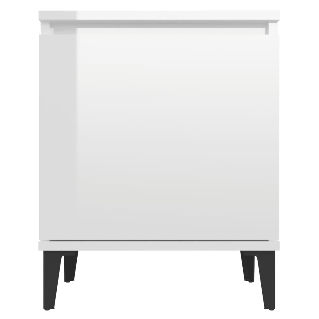 vidaXL Noční stolek s kovovými nohami bílý s vysokým leskem 40x30x50cm