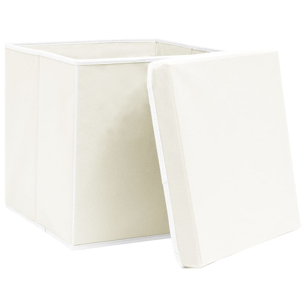 vidaXL Úložné boxy s víky 4 ks bílé 32 x 32 x 32 cm textil