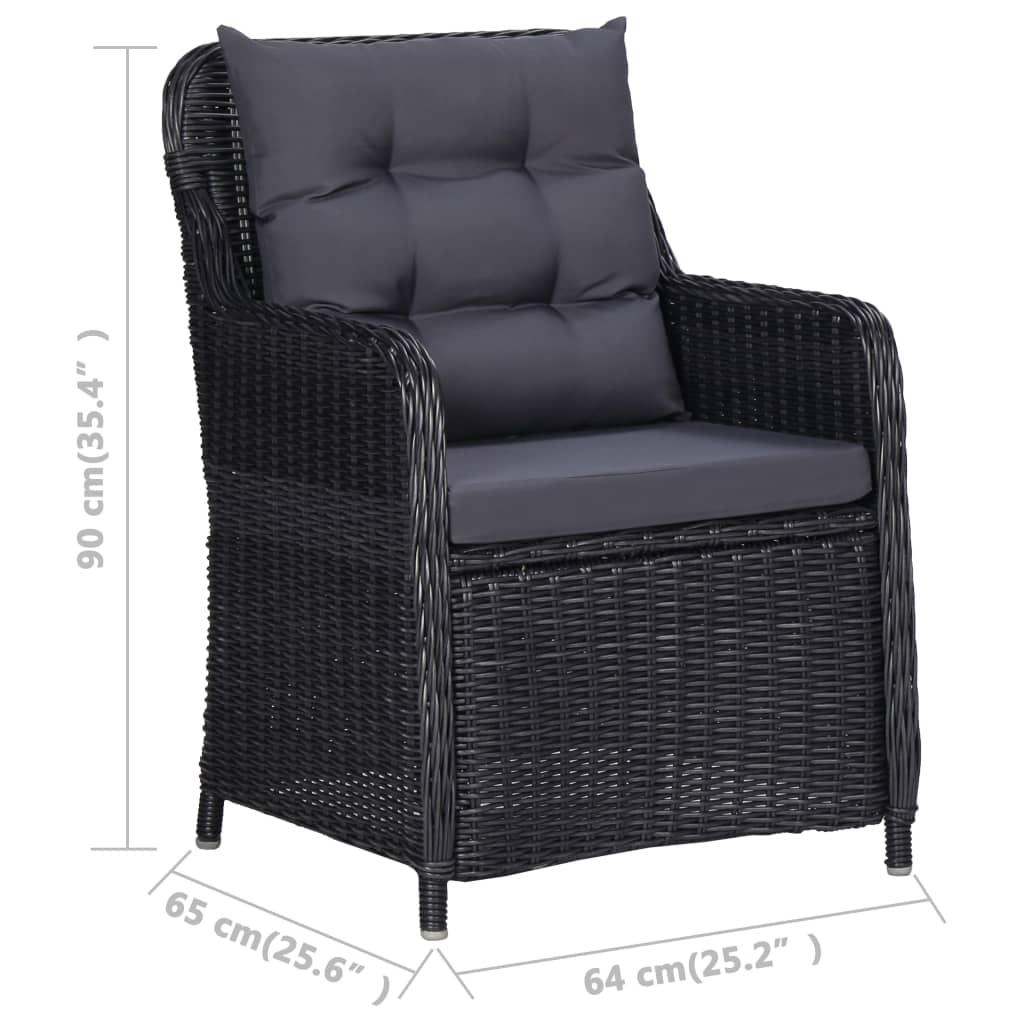 vidaXL Zahradní židle s poduškami 2 ks polyratan černé