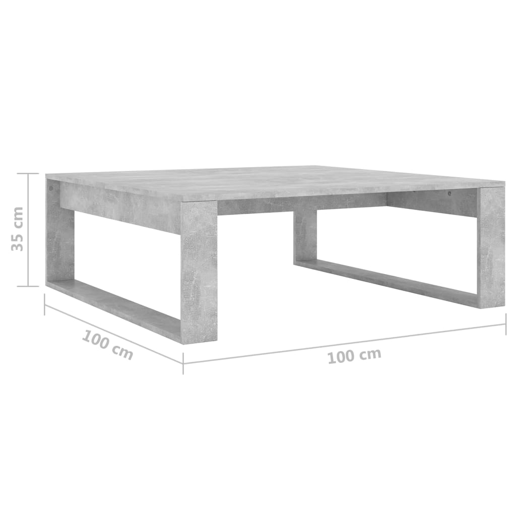 vidaXL Konferenční stolek betonově šedý 100 x 100 x 35 cm dřevotříska