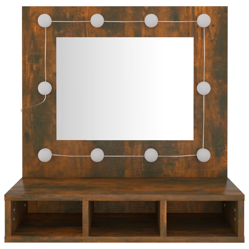 vidaXL Zrcadlová skříňka s LED kouřový dub 60 x 31,5 x 62 cm