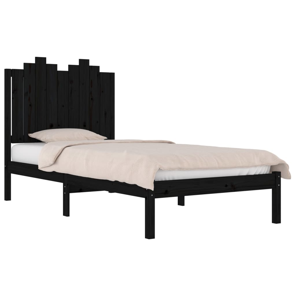 vidaXL Rám postele černý masivní borovice 75 x 190 cm malé jednolůžko
