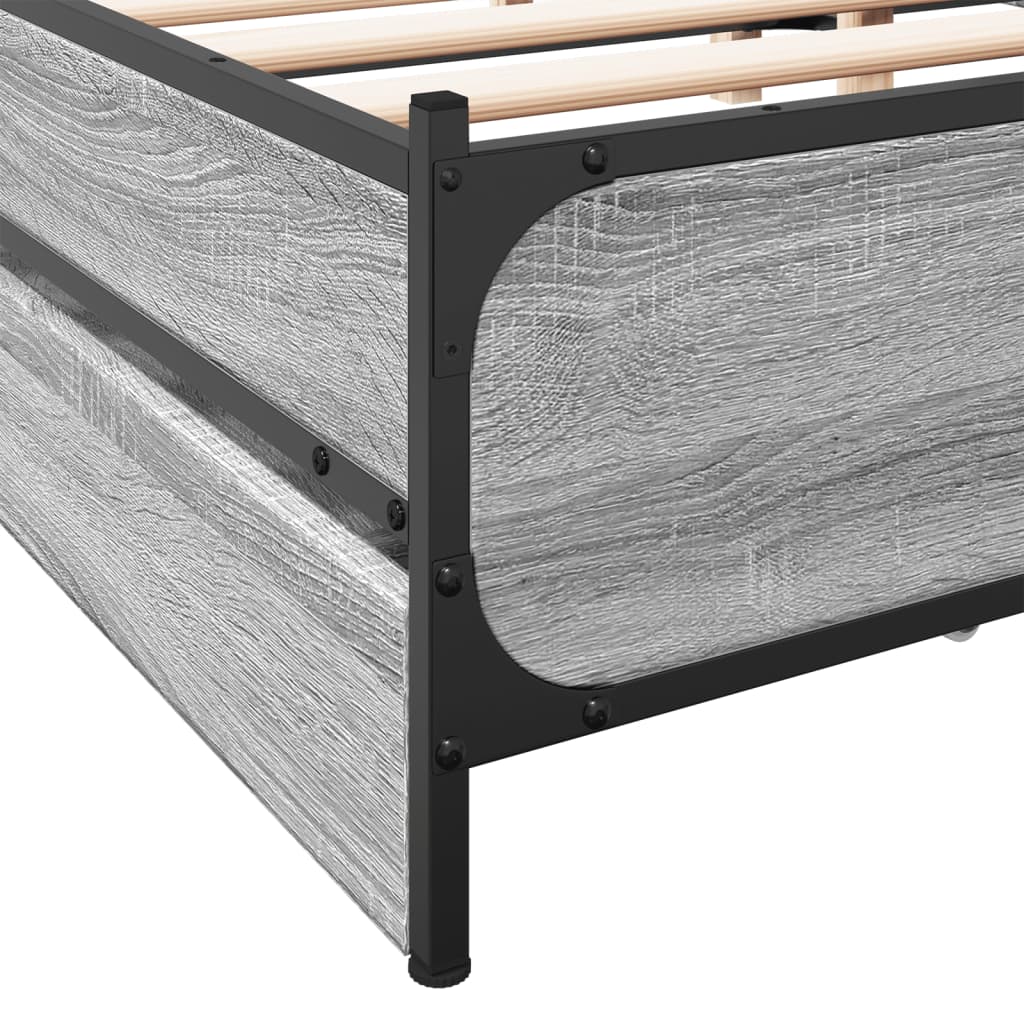 vidaXL Rám postele se zásuvkami šedý sonoma 120 x 200 cm kompozit