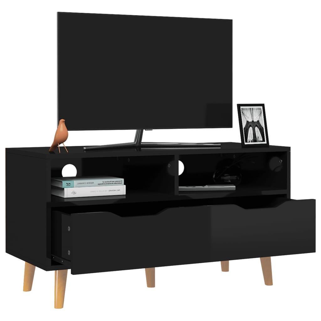 vidaXL TV skříňka černá vysoký lesk 90 x 40 x 48,5 cm kompozitní dřevo