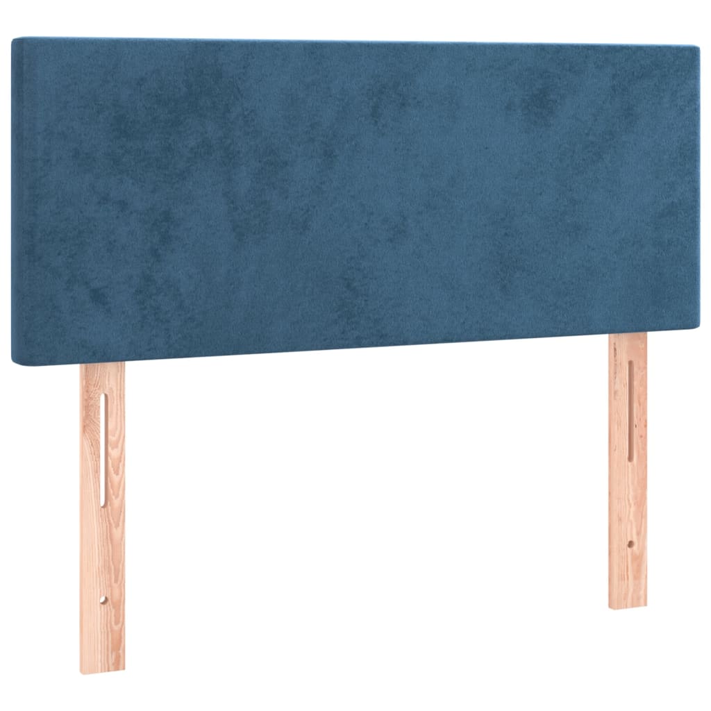 vidaXL Box spring postel s matrací a LED tmavě modrá 100x200 cm samet