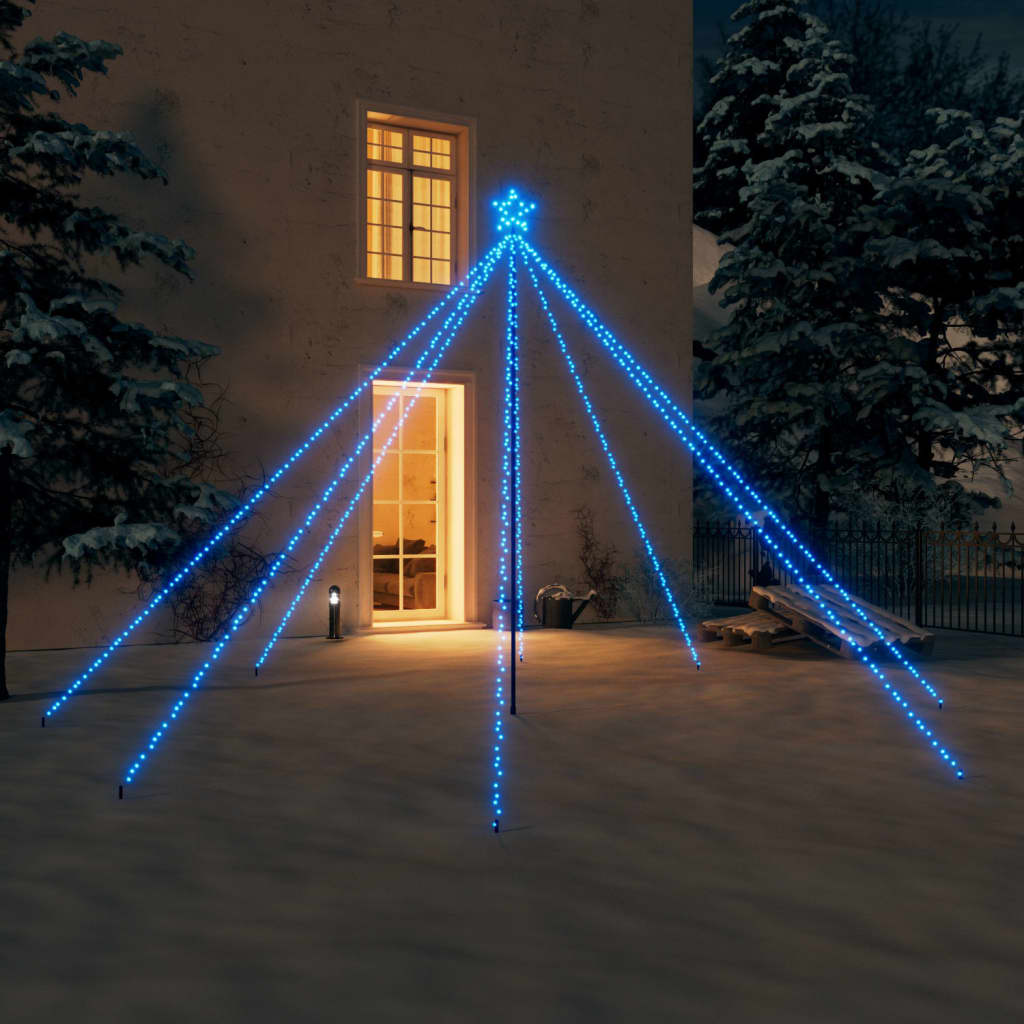 vidaXL Vánoční světelný strom dovnitř i ven 576 LED modré světlo 3,6 m
