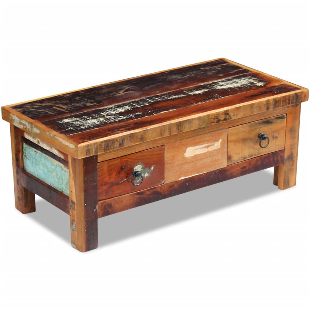 vidaXL Konferenční stolek zásuvky masivní recyklované dřevo 90x45x35cm