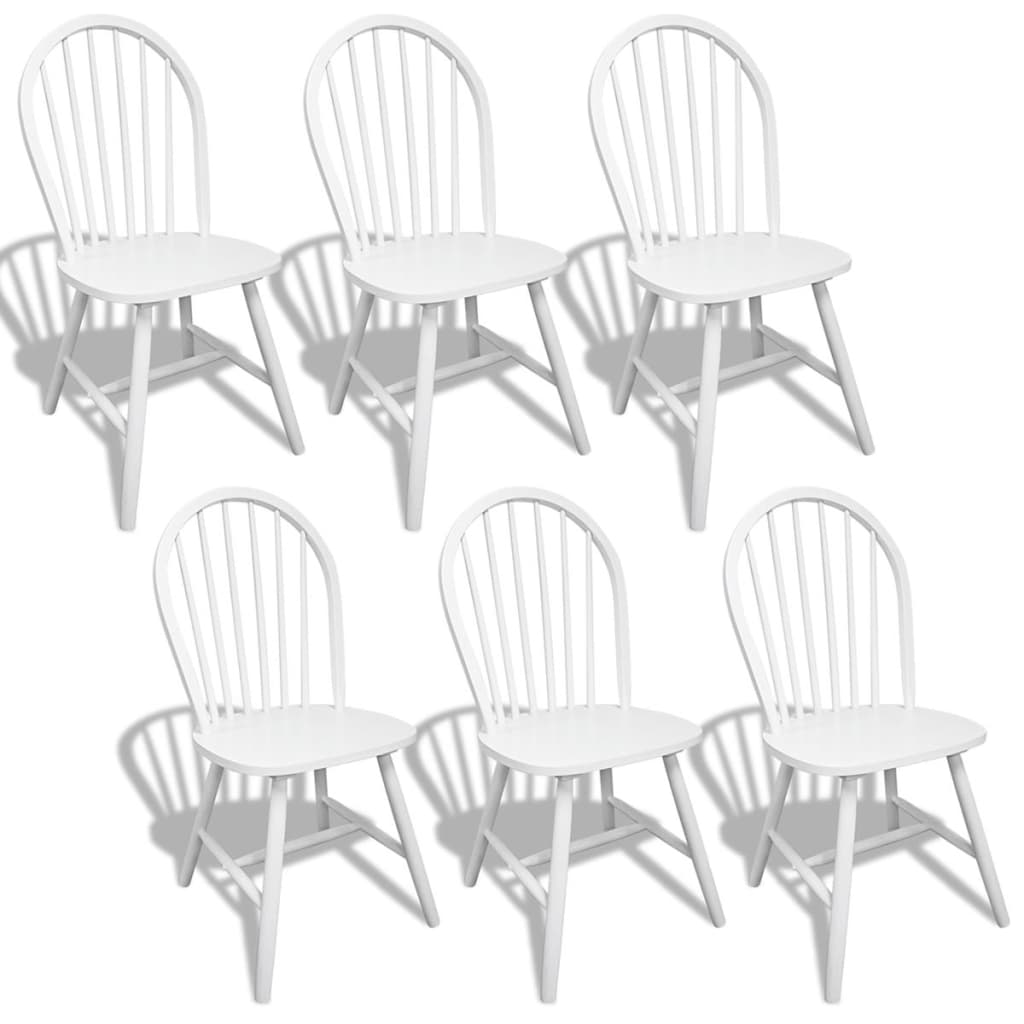 vidaXL Jídelní židle 6 ks bílé masivní dřevo