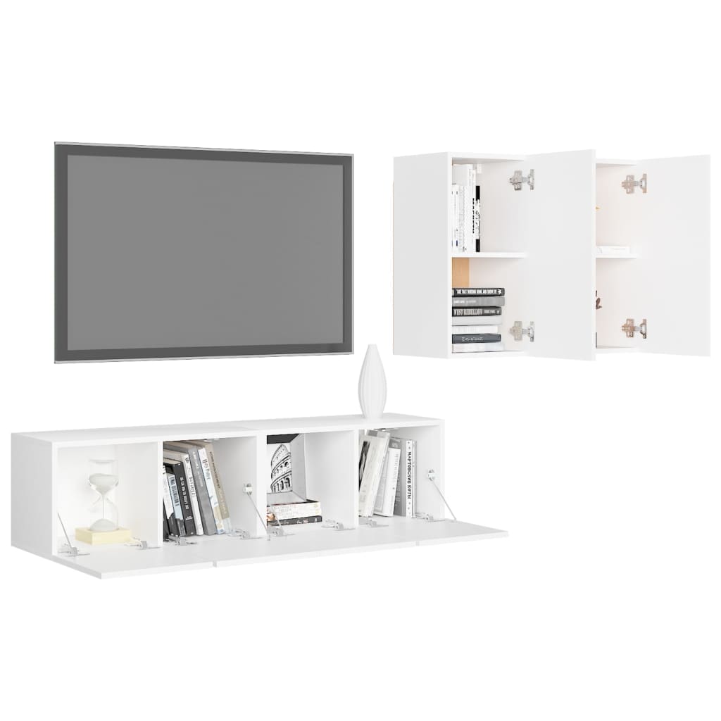 vidaXL 4dílný set TV skříněk bílý kompozitní dřevo