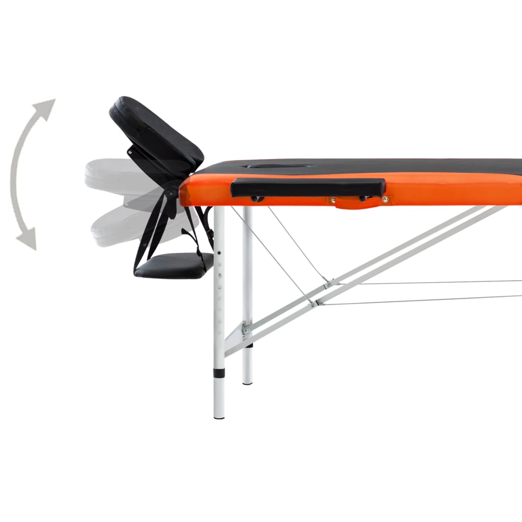 vidaXL Skládací masážní stůl se 2 zónami hliník černo-oranžový