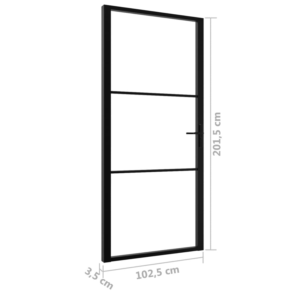 vidaXL Interiérové dveře ESG sklo a hliník 102,5 x 201,5 cm černé