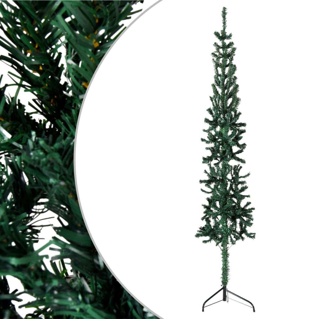 vidaXL Úzký umělý poloviční vánoční stromek se stojanem zelený 240 cm