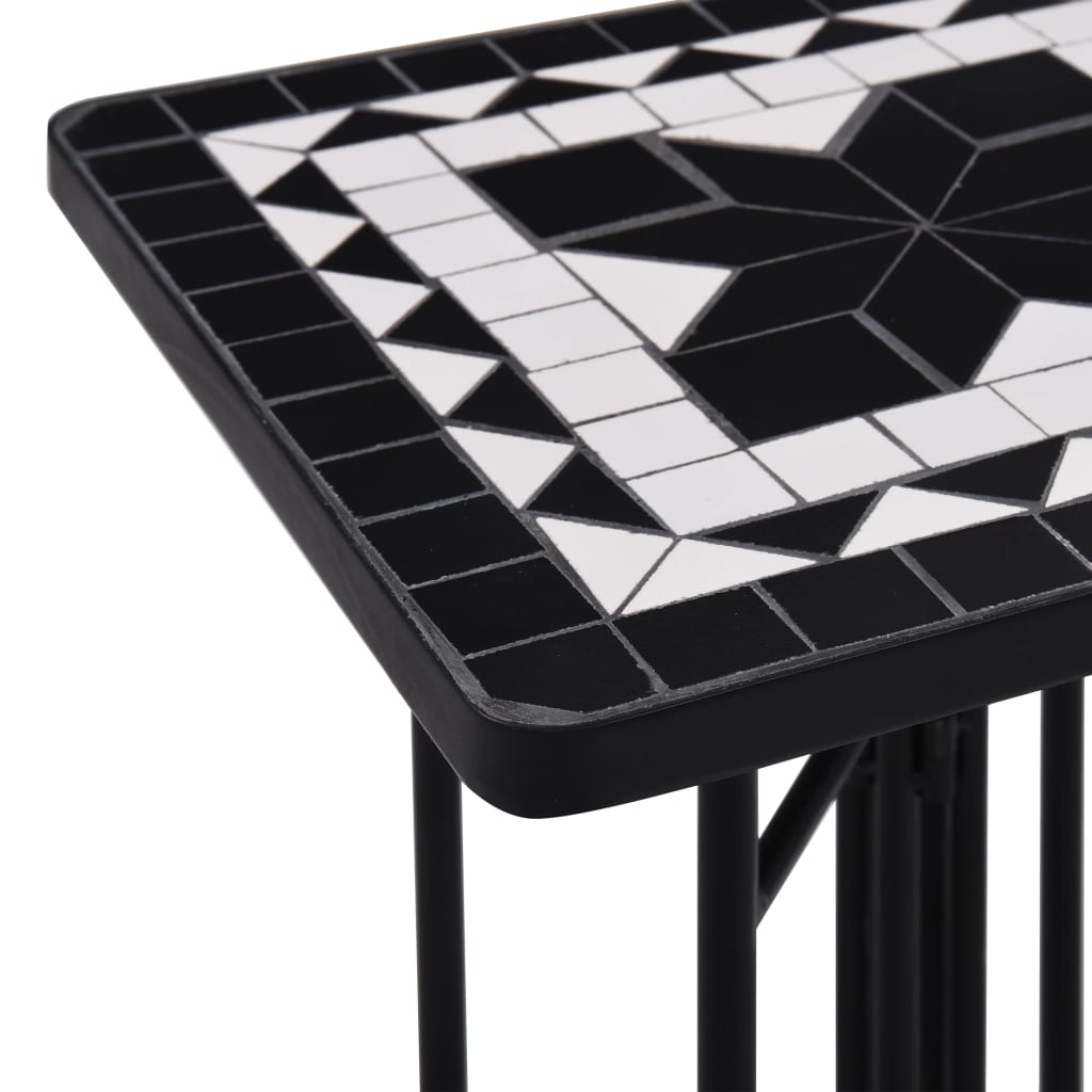 vidaXL Mozaikový odkládací stolek černý a bílý keramika