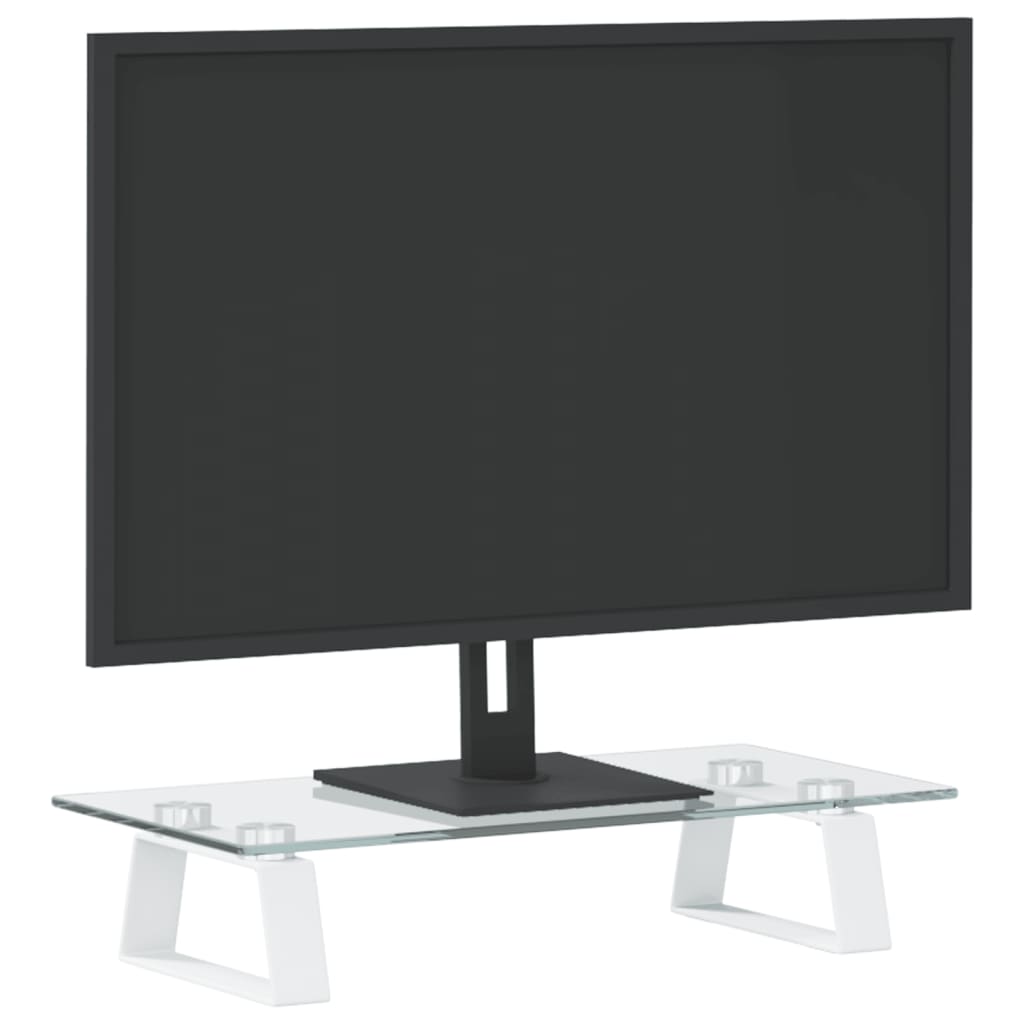 vidaXL Stojan na monitor bílý 40 x 20 x 8 cm tvrzené sklo a kov