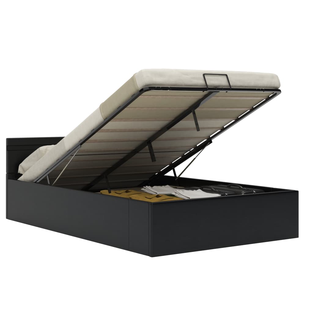 vidaXL Rám postele LED s úložným prostorem černý umělá kůže 140x200 cm
