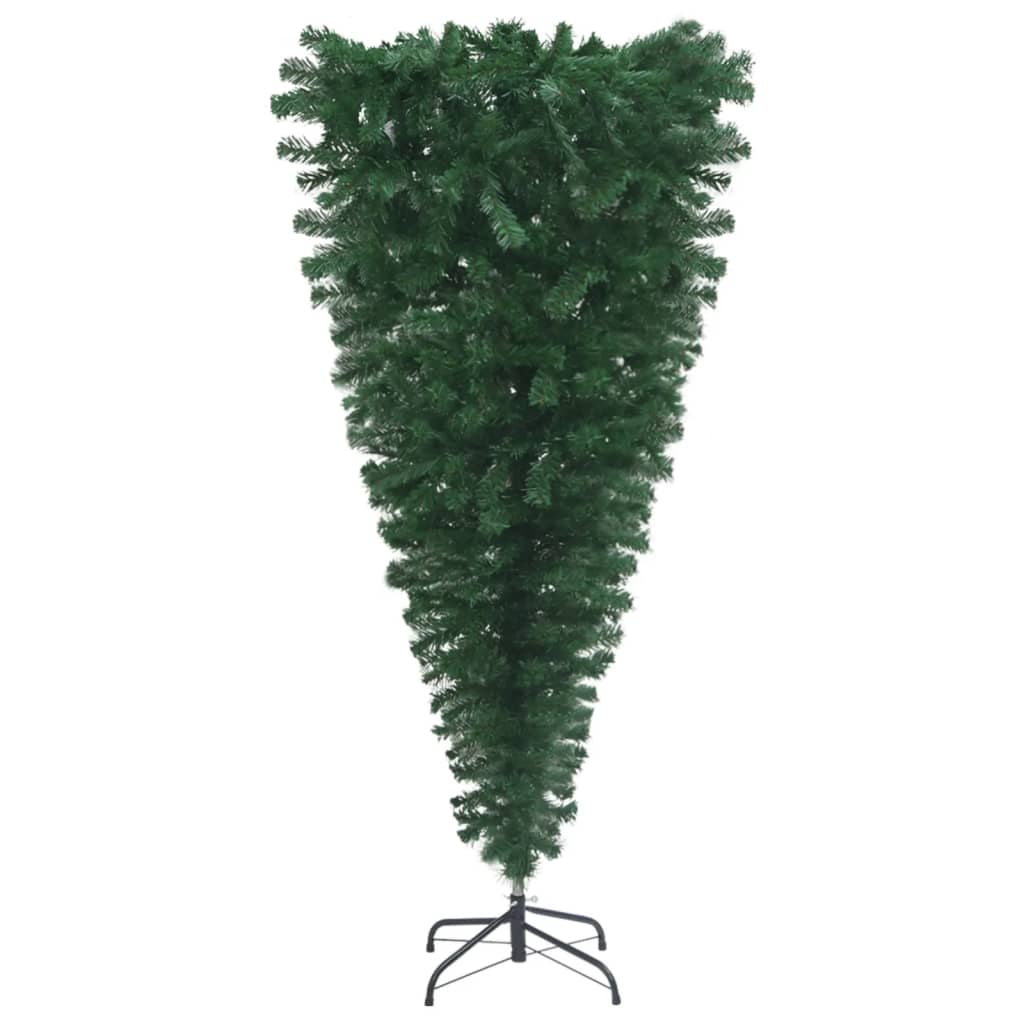 vidaXL Obrácený umělý vánoční stromek s LED a sadou koulí 210 cm