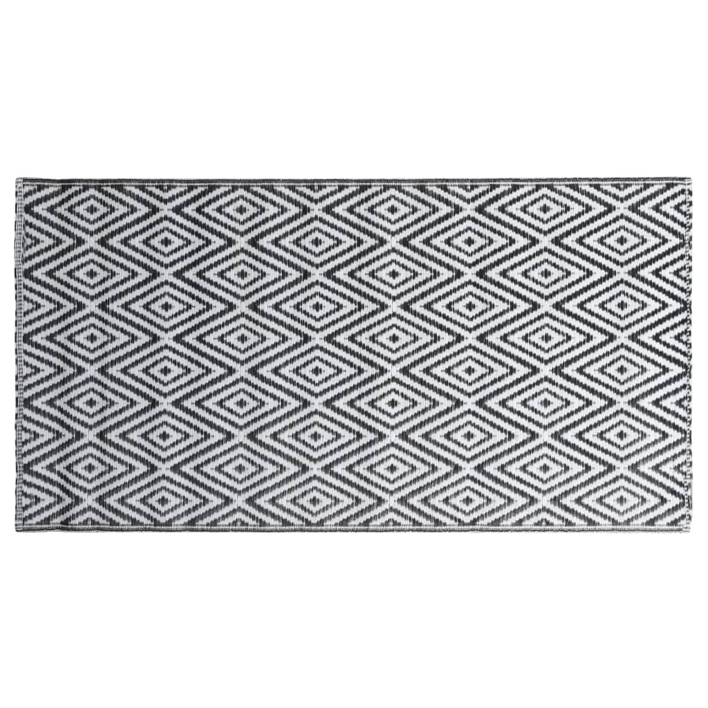 vidaXL Venkovní koberec bílý a černý 190 x 290 cm PP