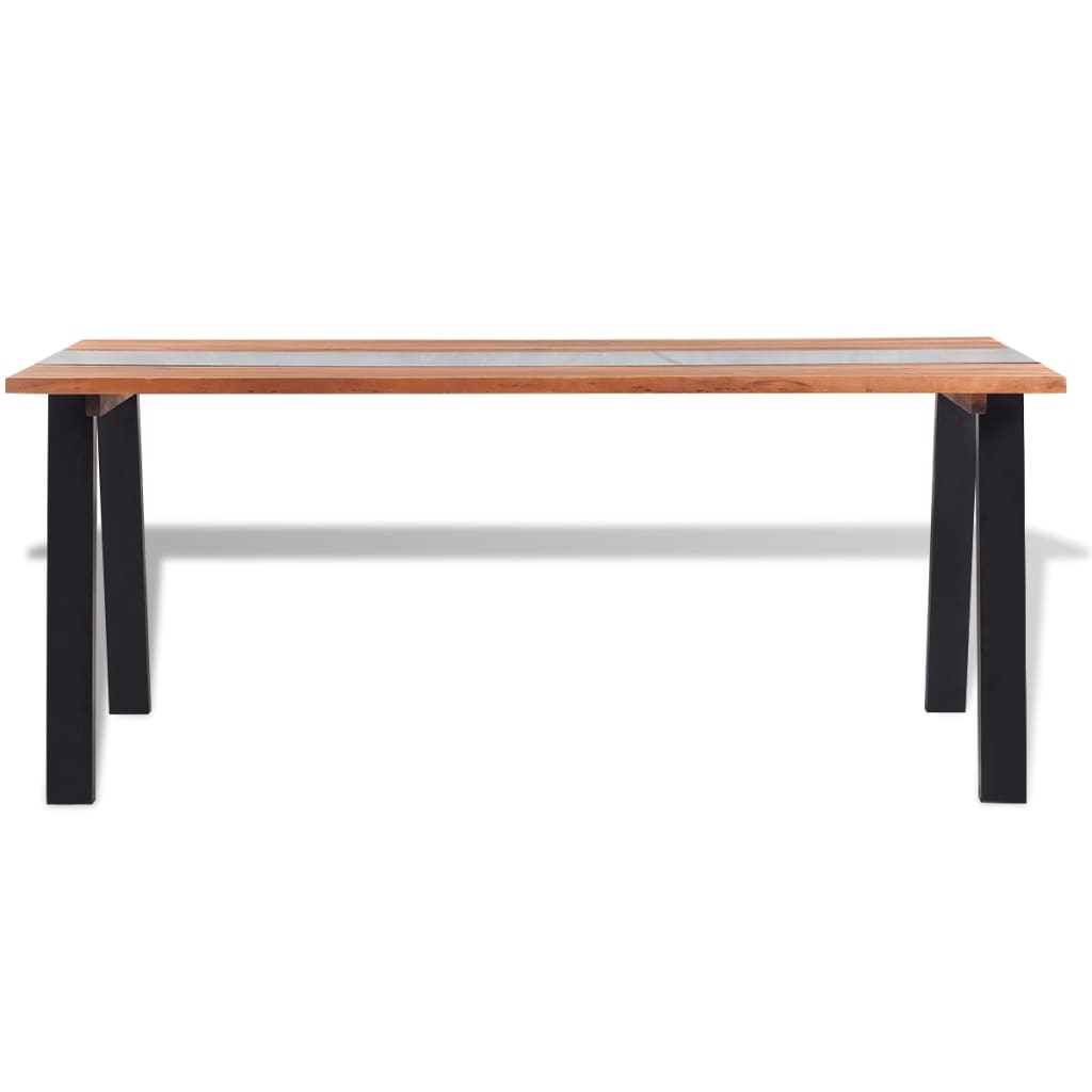 vidaXL Jídelní stůl masivní akáciové dřevo a sklo 180x90x75 cm