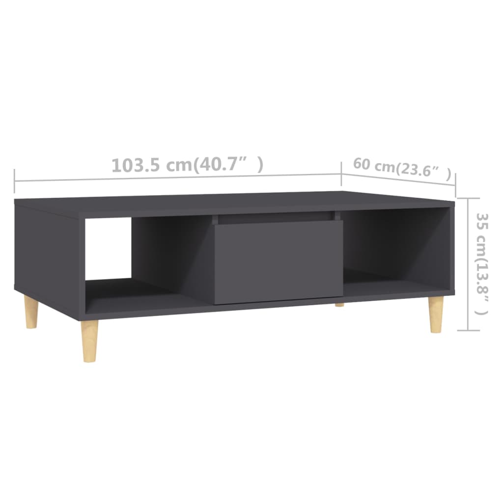 vidaXL Konferenční stolek šedý 103,5 x 60 x 35 cm dřevotříska