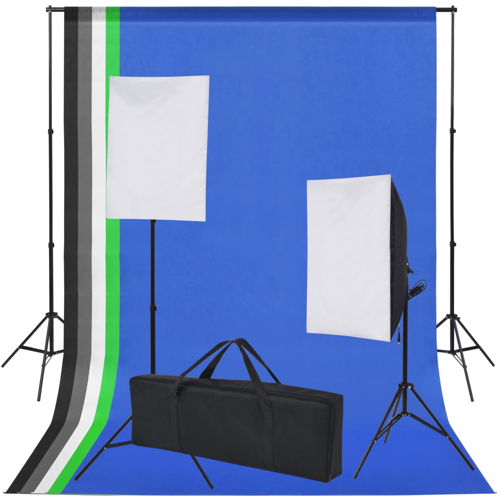 vidaXL Profesionální foto studio set: 5 barevných pozadí a 2 softboxy