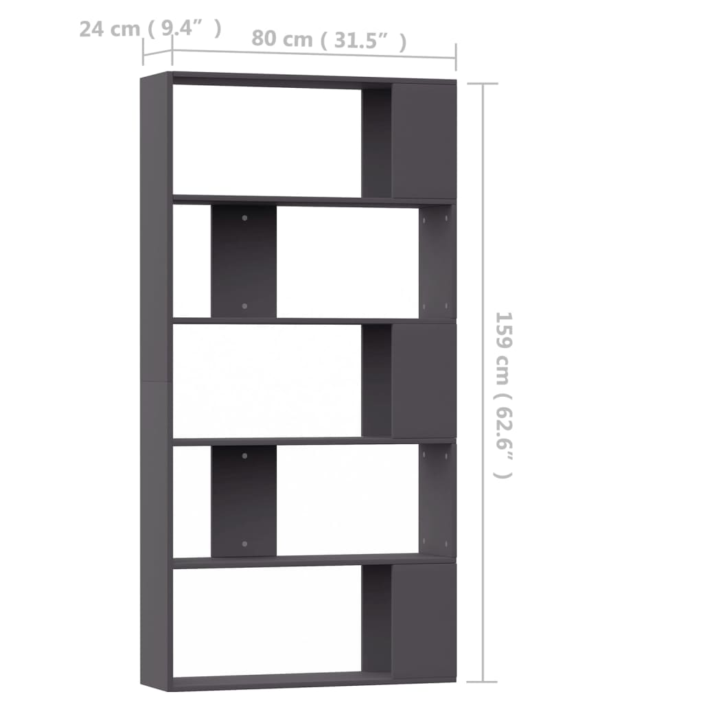 vidaXL Knihovna/zástěna do pokoje šedá 80 x 24 x 159 cm dřevotříska
