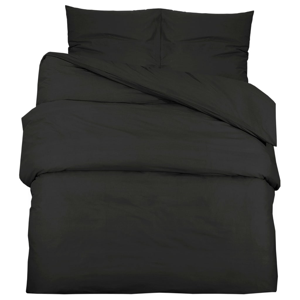 vidaXL Sada ložního prádla černá 220 x 240 cm bavlna